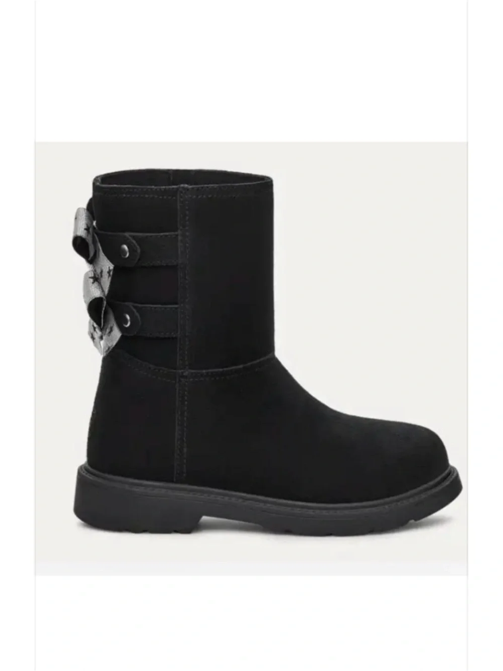 UGG Tillie Girls Black Boots SZ 5 Silver Bows Gorpcore Cabincore Cozy Comfy